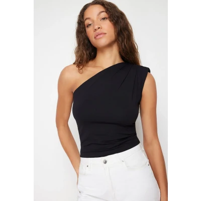 Afbeelding van Trendyol Steen Asymmetrische Een Schouder Gewatteerde Flexibele Gebreide Blouse Twoss24Bz00133