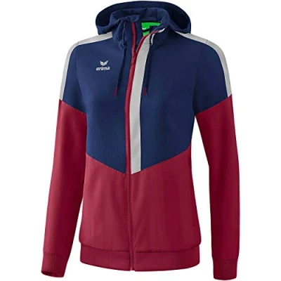 Afbeelding van Erima Squad Tracktop Jack Met Capuchon Dames New Navy Bordeaux Grijs Maat 36