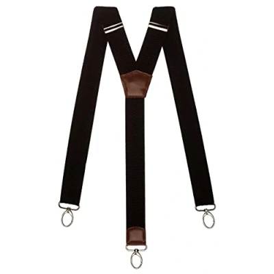 Afbeelding van Olata Werk Bretels Y Vorm met Bruin Leer en Karabijnhaken 4 cm. Zwart