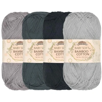 Afbeelding van JubileeYarn Baby Zacht Bamboe Katoenen Garen 50g/Skein Tinten Grijs 4 Strengen
