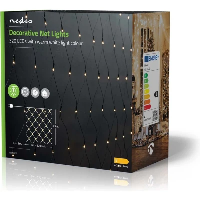 Afbeelding van Decoratieve Net Verlichting Warm Wit 320 LED&#039;s 3 x 1.5 m Licht Nedis