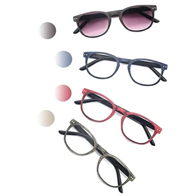 Afbeelding van HEEYYOK 4 Pack Leesbril Mannen Vrouwen 1.5 Lezers,Hout Look Ontwerp met Flexibele Spring Scharnier,Comfortabele slijtage Lichtgewicht Zon Lezers Inclusief Pouch