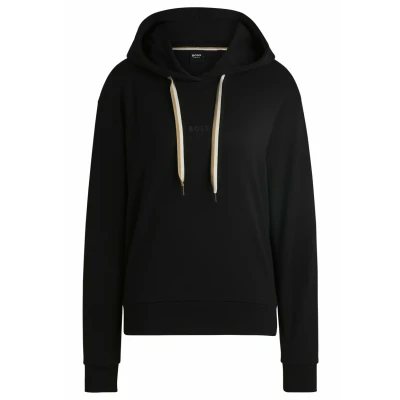 Afbeelding van HUGO BOSS dames Hoodie in lyocellblend met logo de kleur Zwart, maat: XL