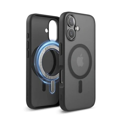 Afbeelding van elago Magnetic Hybrid Duidelijke Hoesje Compatibel met iPhone 16 Case MagSafe, PC + TPU Hybride Technologie, Schokbestendige bumper, Verhoogde Camera Bescherming (Mat Zwart)
