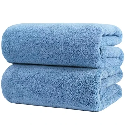 Afbeelding van Polyte Microvezel badlaken sneldrogend/niet pluizend 2 stuks blauw 88,9 x 177,8 cm