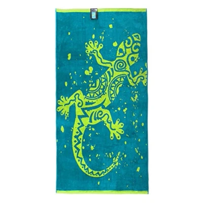 Afbeelding van jilda tex Strandhanddoek, 90 x 180 cm, badhanddoek, strandlaken, handdoek, 100% katoen, velours, badstof, onderhoudsvriendelijk, gecko