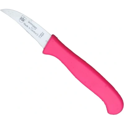 Afbeelding van RÖR Solingen Schilmesje Krom Gebogen Kunststof Handvat RVS Lemmet Neon Roze