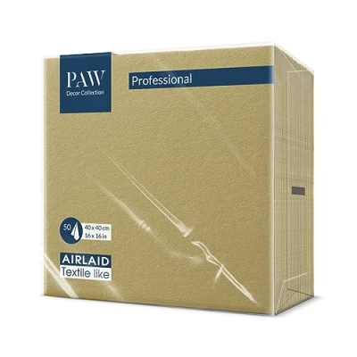Afbeelding van PAW Airlaid Servetten (40 x 40 cm) I 50 Stuks Bruiloft en Verjaardag Decoratie Ideaal voor Bruiloften, Communies, Recepties Elegant Tafeldecoratie Kleur: Monocolor (goud)