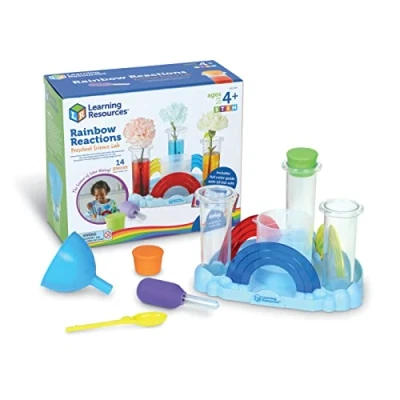 Afbeelding van Learning Resources Regenboog reacties Kleuterlaboratorium, leeftijd 4+, kleuren mengen, proefjes, experimenten voor kinderen, STEM speelgoed, 14 onderdelen