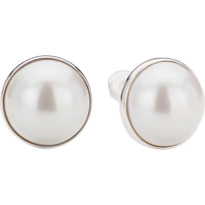 Afbeelding van Traveller Clip Oorbellen Oorclips Dames Pareloorclips Zilverkleurig Parels 20 mm Wit Geplatineerd 194297