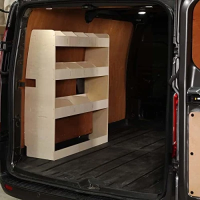Afbeelding van VANIFY Gemaakt voor de FORD TRANSIT CUSTOM L1 (SWB) 2012+ bedrijfswageninrichting bestelbus stellingkast, bestuurderszijde bestelwagenrekken (achter)