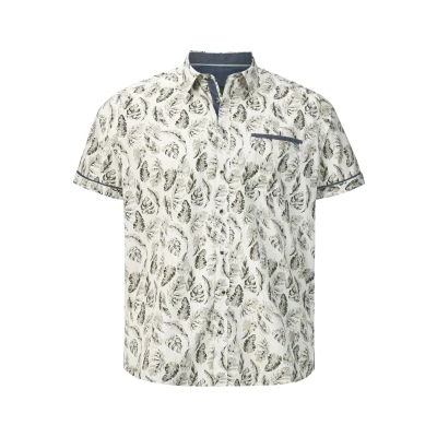 Afbeelding van Charles Colby Kurzarm DUKE Austin Overhemd, Heren, Maat: 6XL, Wollweiß bedruckt