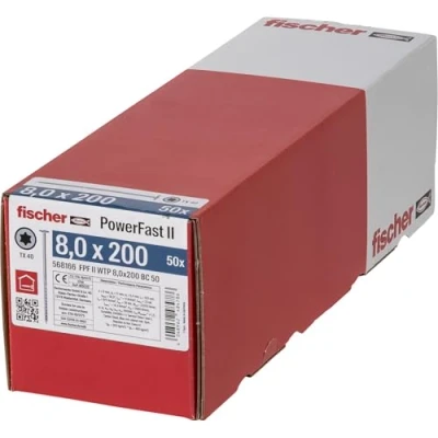Afbeelding van Fischer PowerFast II 568166 Houtschroef 8 mm 200 Binnen T, Interne vertanding, TX, Torx, T profiel Staal Galvanisch verzinkt 50 stuk(s)
