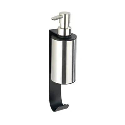 Afbeelding van Turbo Loc zeepdispenser en houder Telde, / desinfectiedispenser met houder, bevestigen zonder boren speciaal kleefpad, roestvrij staal, inhoud 200 ml, 6,5 x 26 10 cm