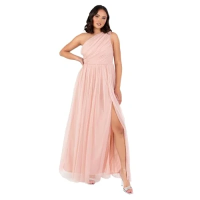 Afbeelding van Anaya with Love Dames Maxi One Cold Shoulder Jurk met Split Mouwloos Prom Bruiloft Guest Bruidsmeisje Ball Evening Gown, Lichtroze 52, Peach Blush, 50