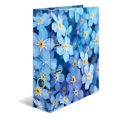 Afbeelding van HERMA 19557 Ordner A4 bloemen Blue Flowers, 7 cm breed, stevig karton, gekleurde buiten en binnenprint in hoogwaardig design, ringmap, ordner, kantoormap, motiefmap