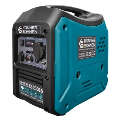 Afbeelding van Könner&amp;Söhnen KS 2000i S invertergenerator. Geluidsdichte behuizing (64 dB Lpa 7 m). Maximaal vermogen 2000 watt, 1 x 16 A (230 V), 2 USB poorten, koperen wikkeling, kortsluitings en