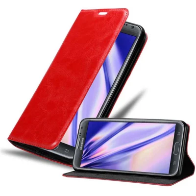 Afbeelding van Cadorabo Hoesje geschikt voor Samsung Galaxy NOTE 2 in APPEL ROOD Beschermhoes Case magnetische sluiting Cover