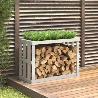 Afbeelding van Houtblokhouder 108x52x74 cm massief grenenhout wit