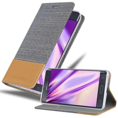 Afbeelding van Cadorabo Hoesje geschikt voor Samsung Galaxy NOTE EDGE in LICHTGRIJS BRUIN Beschermhoes met magnetische sluiting, standfunctie en kaartvakje Book Case Cover Etui