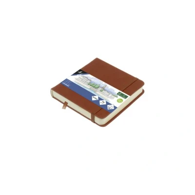 Afbeelding van Schetsboek Kangaro 12x12cm cognac PU HC 80 vel 140gr roomwit met elast