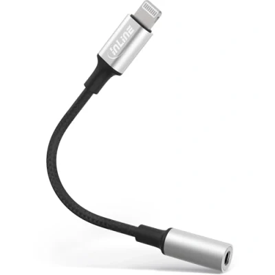 Afbeelding van InLine 31440 Lightning Audio Adapter kabel, voor iPad, iPhone, iPod, zilver/zwart, 0,1 m