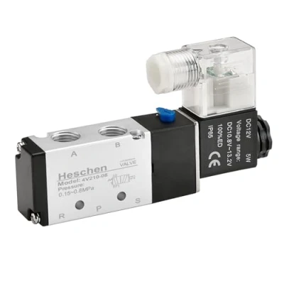 Afbeelding van Heschen Elektrische pneumatische magneetklep 4V210 08 12VDC PT1/4 5 weg 2 positie CE