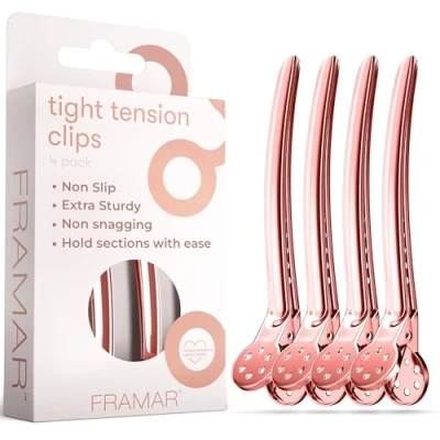 Afbeelding van FRAMAR Roségouden Haarclips voor Styling Kappersclips, Haarsectieclips Vrouwen, Metalen Haarstylingsclips 4 Stuks