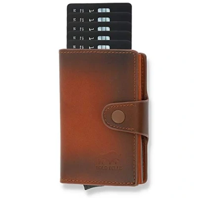 Afbeelding van NIEUW: SOLO PELLE® Slim Wallet Mondo zonder muntvak [tot 13 kaarten] Slimwallet [RFID bescherming] kaarthouder [leer] Smart voor mannen en vrouwen, cognac bruin (2020), One Size, creditcardhoes