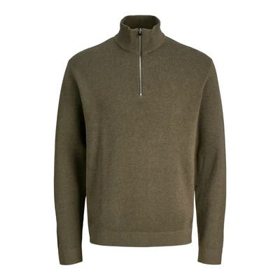 Afbeelding van Jack &amp; Jones Trui Jprblamilano Stitch Knit Half Zip S 12259664 Stone Gray/melange Mannen Maat L