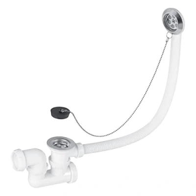 Afbeelding van Wirquin SP5502 Badafvoergarnituur L500 mm met draaibare sifon Ø 40 en afvoergarnituur, wit chroom