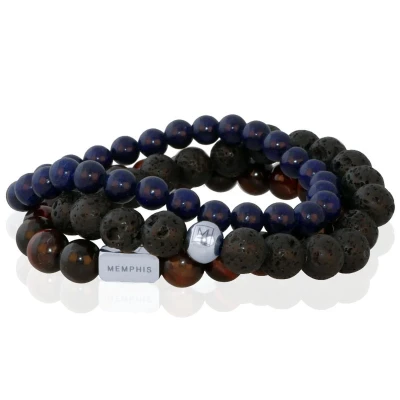 Afbeelding van Memphis TRIO Kralenarmbanden set &quot;Blue Night&quot; 19cm