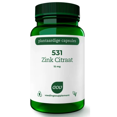 Afbeelding van Gratis Verzending: 2x AOV 531 Zink Citraat (15 mg) 60 vegacapsules