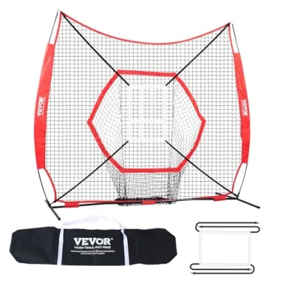 Afbeelding van VEVOR 7x7ft honkbal softbal oefennet, draagbaar training net voor slaan vangen pitching, backstop honkbaluitrusting trainingshulpmiddelen met boogframe, draagtas en slagzone