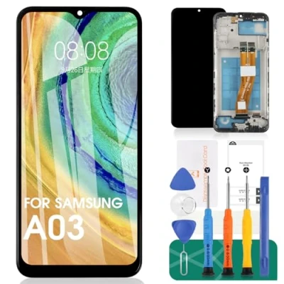 Afbeelding van voor Samsung Galaxy A03 scherm vervanging Lcd touchscreen SM A035G Digitizer Assembly Repair Kits met frame (zwart, 162mm)