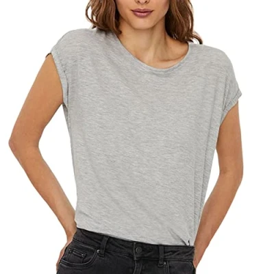 Afbeelding van Vero Moda NOS dames Vmava Plain Ss Top Ga Noos blouse, grijs (light grey melange), M