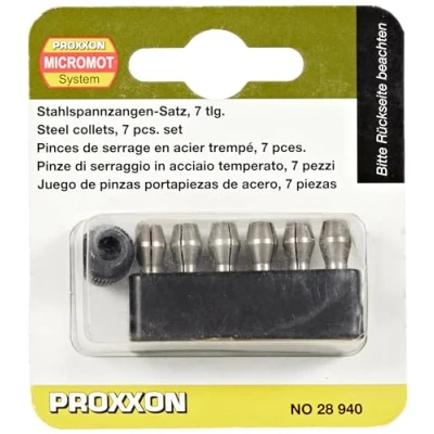 Afbeelding van Proxxon 28940 MICROMOT stalen spantangen, 6 stuks, zwart/zilverkleurig