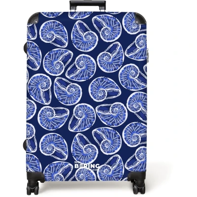 Afbeelding van NoBoringSuitcases.com® Koffer groot Reiskoffer lichtgewicht Blauwe schelpen patroon Rolkoffer met 4 wielen Grote trolley XL 98 liter bagage
