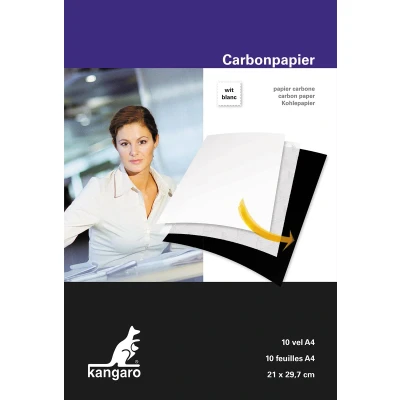Afbeelding van Kangaro Carbonpapier, Ft A4 (21 X 29,7 Cm), Wit, Pak Van 10 Vel Carbonpapier