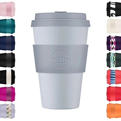 Afbeelding van Ecoffee Cup Glittertind PLA Koffiebeker to Go 400 ml Lila Siliconen