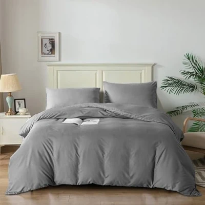 Afbeelding van Good Nite Dekbedovertrek, beddengoed, dekbedovertreksets met kussenslopen, zachte microvezel beddengoedset (donkergrijs, kingsize 230 x 220 cm)