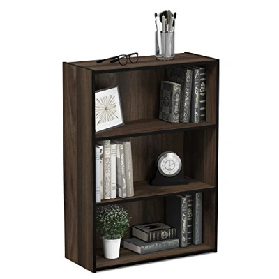 Afbeelding van Furinno Pasir 3 traps open plank, boekenkasten, coloma walnoot, 57,7 (breedte) x 80 (hoogte) 24,1 (diepte) cm