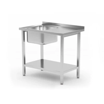Afbeelding van Spoeltafel met Schap geschroefd HENDI Budget Line Wasbak Links 800x600x(H)850mm 817001 Horeca &amp; Professioneel