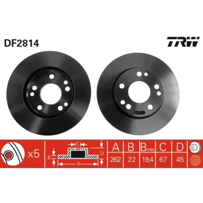 Afbeelding van Trw Remschijf DF2814
