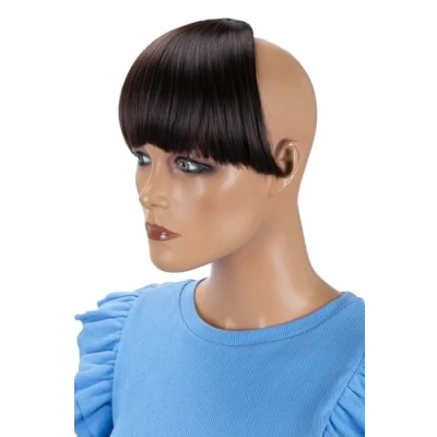 Afbeelding van CAISHA Clip In Verlenging Haarverlenging Pony Voorhoofd Franje Natuurlijk Haarstukje Donkerbruin HF4