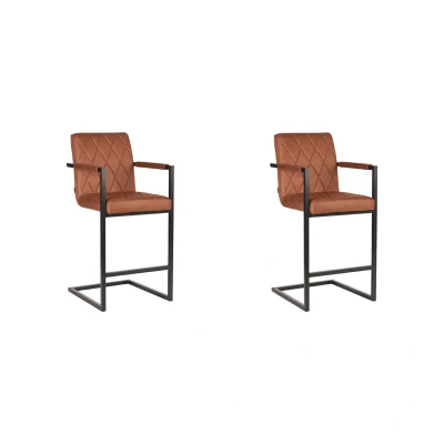 Afbeelding van LABEL51 Barkruk Denmark Cognac Microfiber Zithoogte 65 Majorr