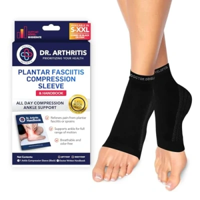 Afbeelding van Dr. Arthritis door de arts ontwikkelde koperen voetmouwen/plantaire fasciitis sokken (paar) en geschreven handboek Gegarandeerde verlichting voor plantaire fasciitis, hielondersteuning
