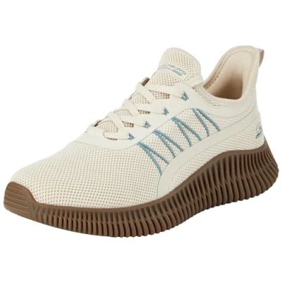 Afbeelding van Skechers Heren BOBS GEO Trainers, Natuurlijke gebreid/multi synthetische trim, 11 UK, gebreide multi rand, 46 EU