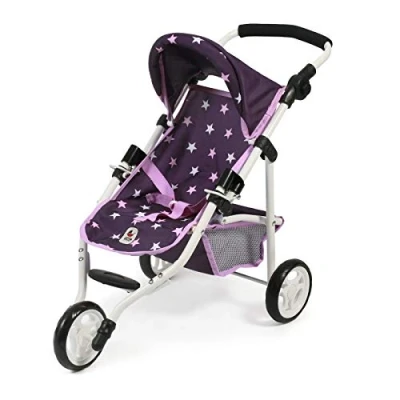 Afbeelding van Bayer Chic 2000 Poppenbuggy Lola, joggingbuggy, poppenjogger, poppenwagen, sterren paars, 70 x 33 62 cm
