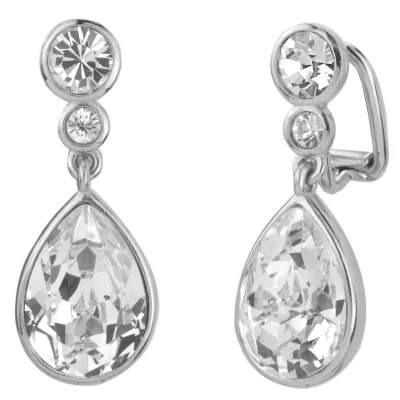 Afbeelding van Traveller Clip Oorbellen Oorclips Dames Hangers Zilverkleurig Kristal Preciosa Crystals Druppel Geplatineerd 157532